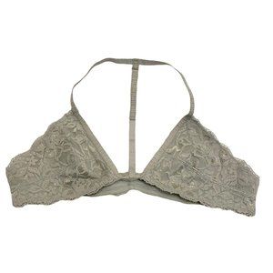 Free People Bralette Small Light Green Lace T Bar Halter Plunge Bra Wireless
